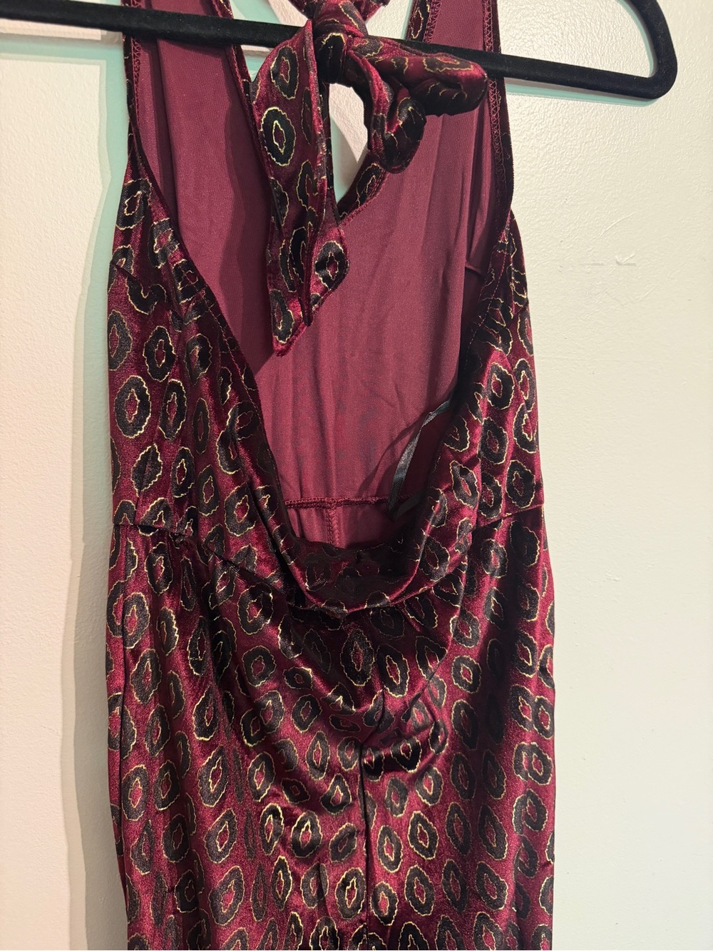 Motel Rocks Burgundy Patterned Halter Jumpsuit - Picture 7 of 10